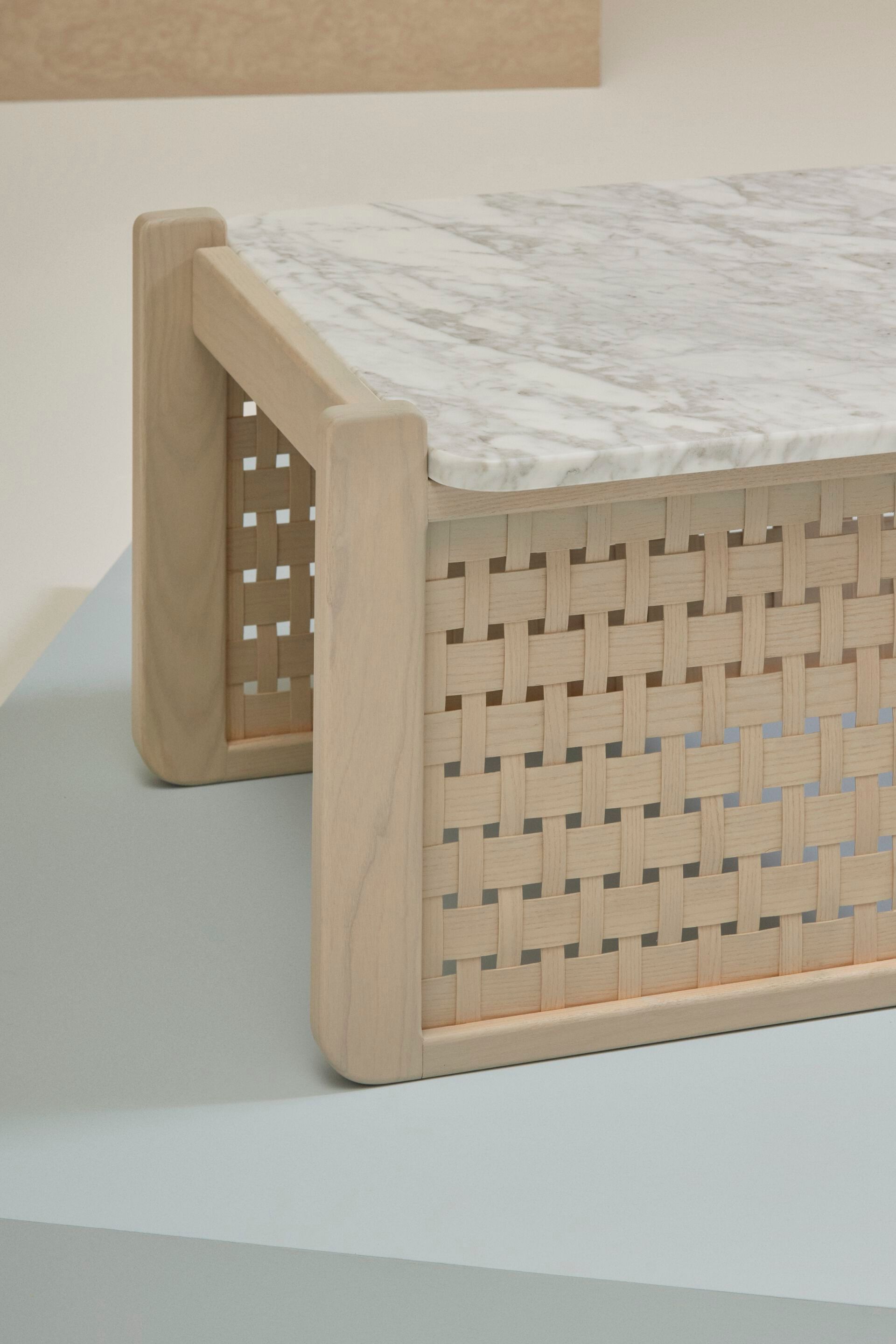 Квадратный журнальный столик из ясеня и мраморной столешницы Billiani Raquette ARCH-00111573 - Вид №2