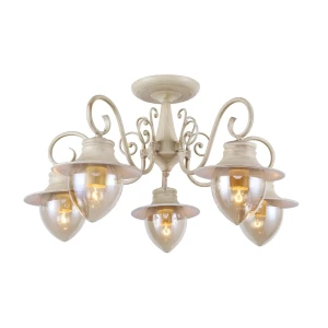 Люстра потолочная Rivoli Comodita S5 WG, 5 ламп, 15 м², цвет бежевый/прозрачный