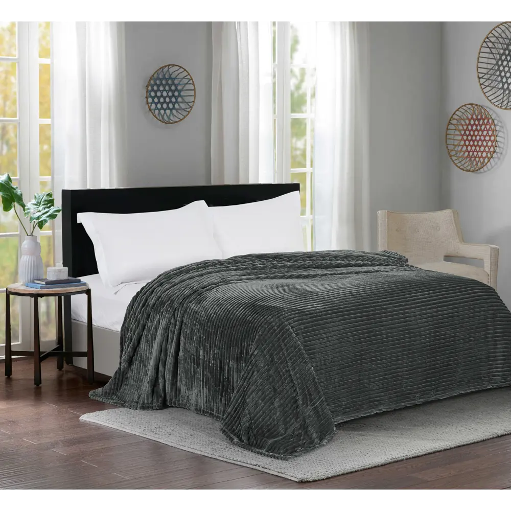 INSPIRE Плед Line Paris 2 - уютный велсофт графитового оттенка 150x200 см 89025379 STLM-1033367 - Вид №3