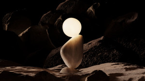 Настольная лампа из камня и стекла