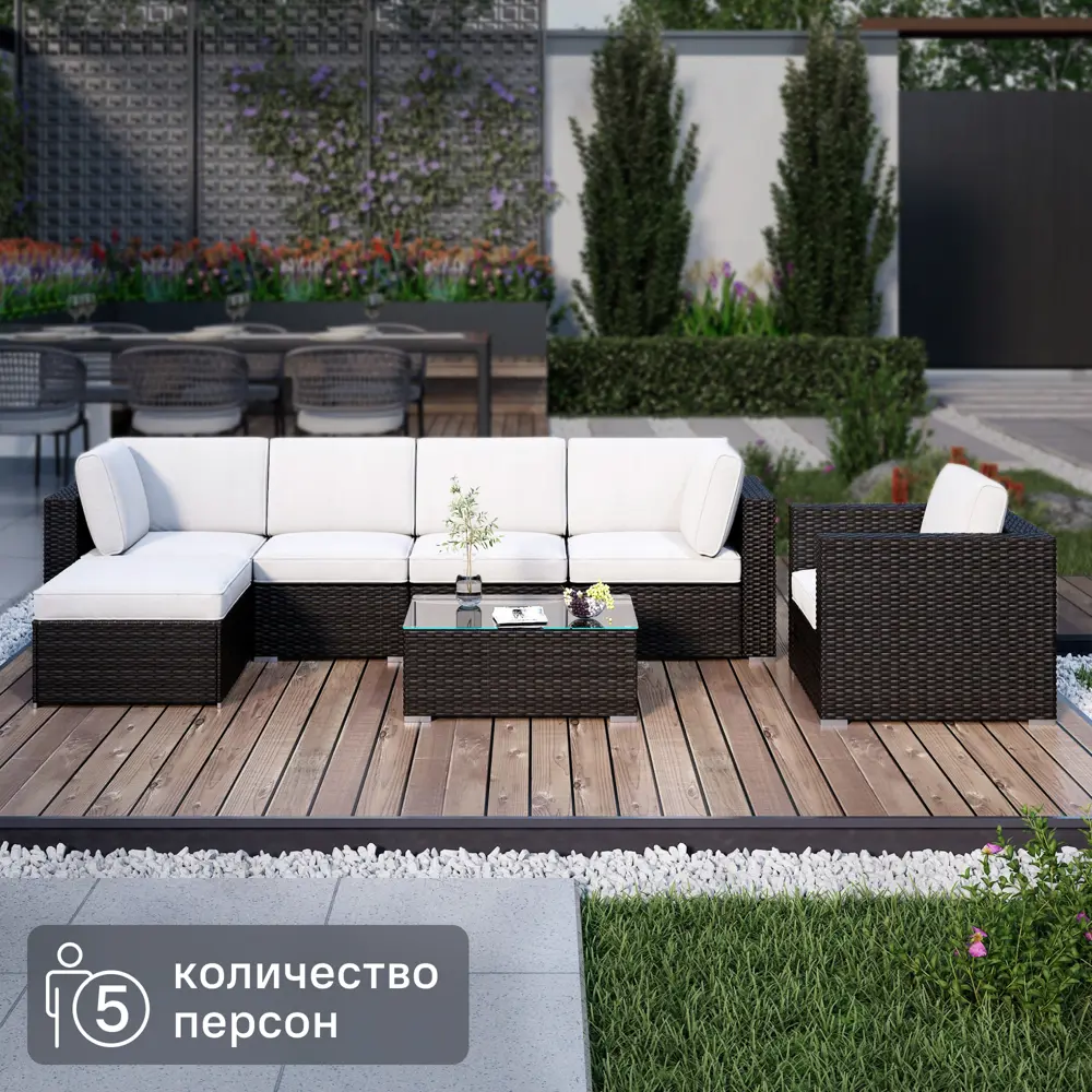 Набор садовой мебели Carmel KJ-Z1004 искусственный ротанг коричневый: диван, стол, кресло с подушками 86546897 STLM-2001326 Santreyd CARMEL (КАРМЕЛ)