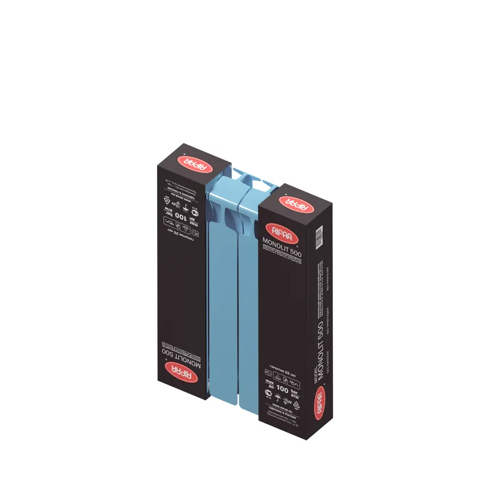 Радиатор секционный Rifar Monolit M50004RAL5024 500/100 4 секции боковое подключение биметалл голубой STLM-2209880 - Вид №4