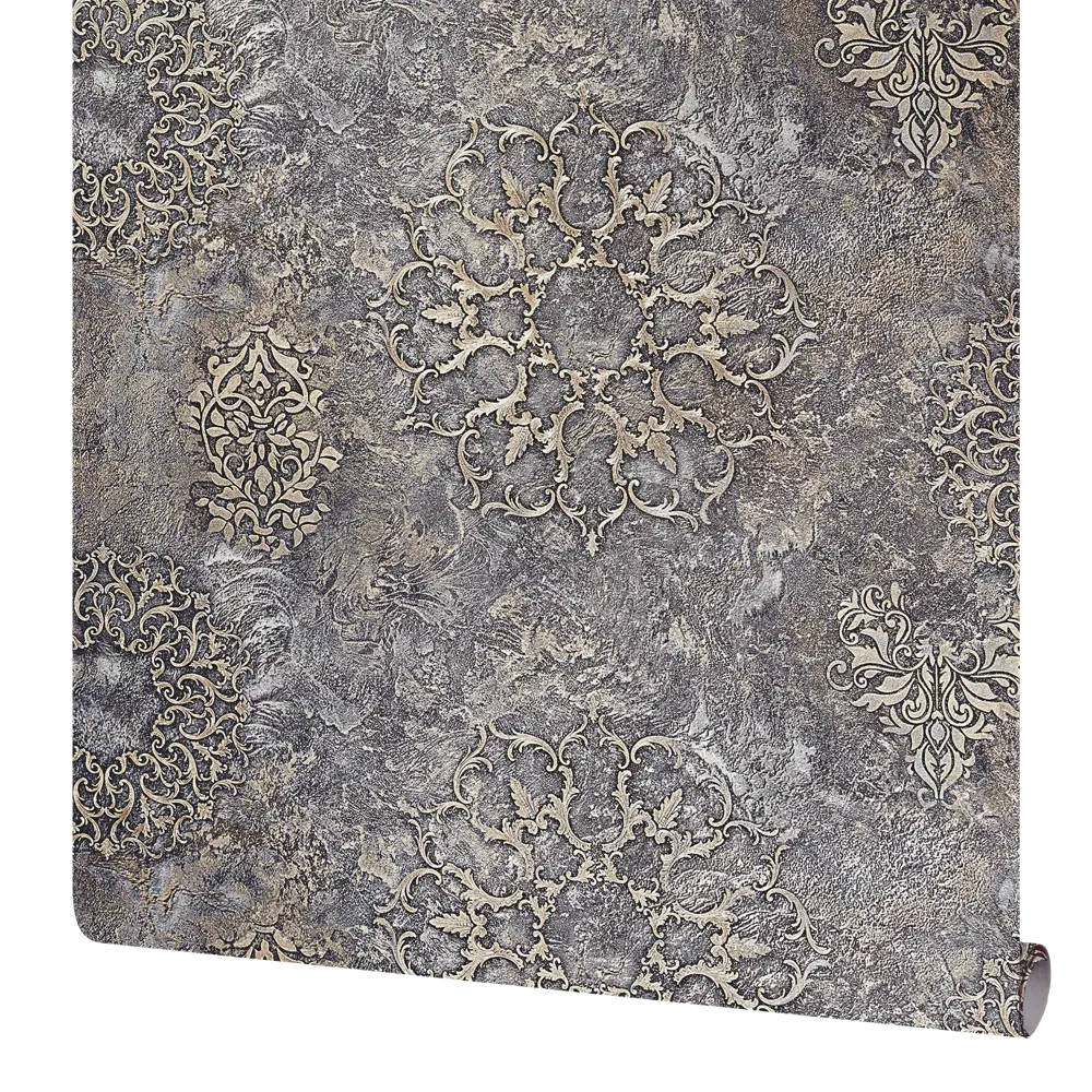 Обои флизелиновые Victoria Stenova Leonardo серые с вензельным узором 89425447 STLM-1570198