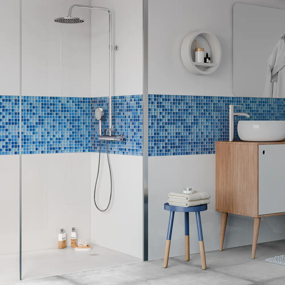 Стеклянная мозаика KREAFORTA сине-голубая для интерьера 89412212 STLM-1571414