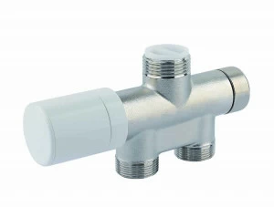 Carlo Poletti V81510QTKM Клапан термостатический прямой, одно/двухтрубный с бай-пасс, с подключением медной или пластиковой трубы. Межосевое расстояние 40 мм.