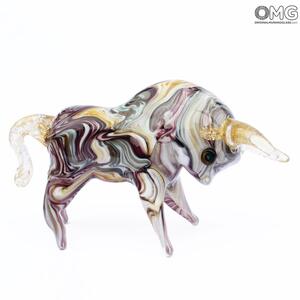 2068 ORIGINALMURANOGLASS Скульптура Разноцветный буйвол - муранское стекло 20 см