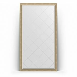 BY 6342 Зеркало напольное с гравировкой в багетной раме - состаренное серебро с плетением 70 mm EVOFORM Exclusive-G floor