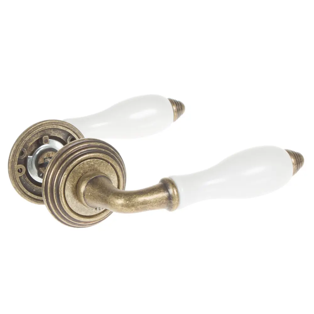 Ручки дверные на розетке EDS-V214 ЦАМ никелированное покрытие цвет античная бронза EDSON STLM-2008863 - Вид №1