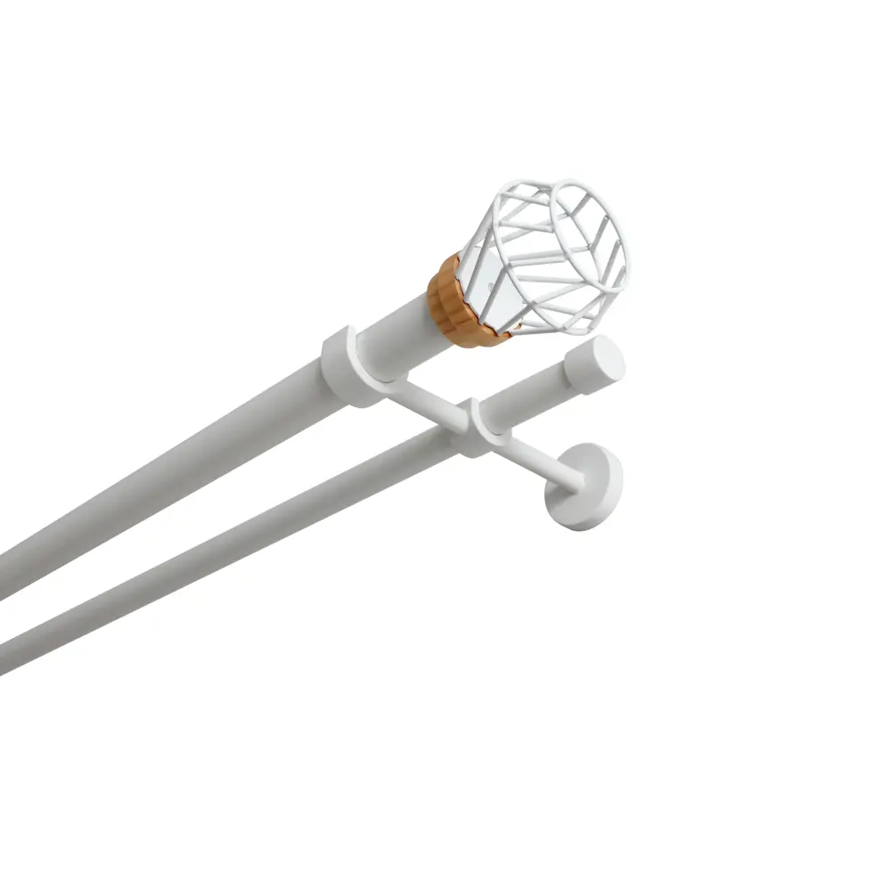 Настенный карниз раздвижной двухрядный Тулис d25/28 200-360 см металл цвет белый KREAFORTA STLM-2171475