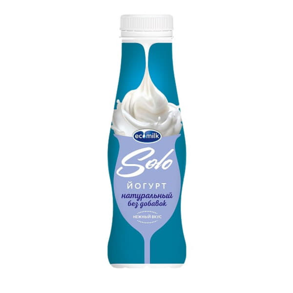 Йогурт питьевой натуральный 3,2% Экомилк Solo 290 г БЗМЖ Santreyd 21117