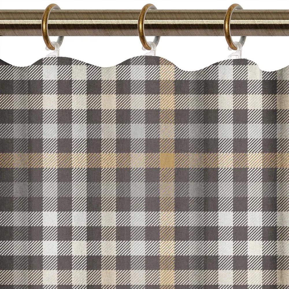 Штора на ленте для кухни Brown 145x180 см клетка цвет коричневый LINEN WAY STLM-2118559 - Вид №2