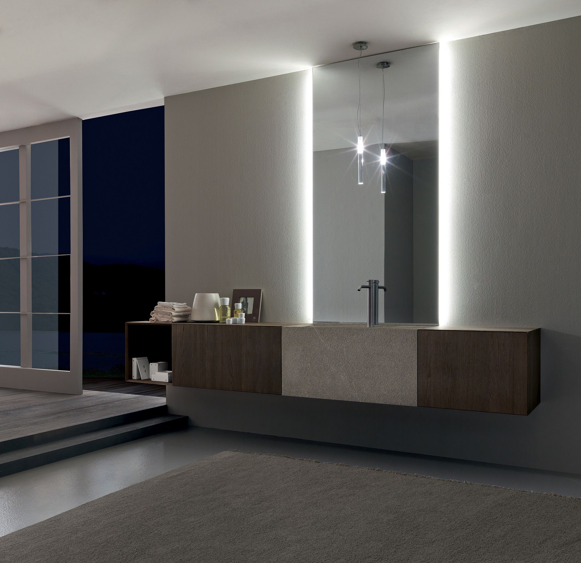 Подвесной умывальник из дуба и камня piasentina MODULNOVA More ARCH-00073110 - Вид №2