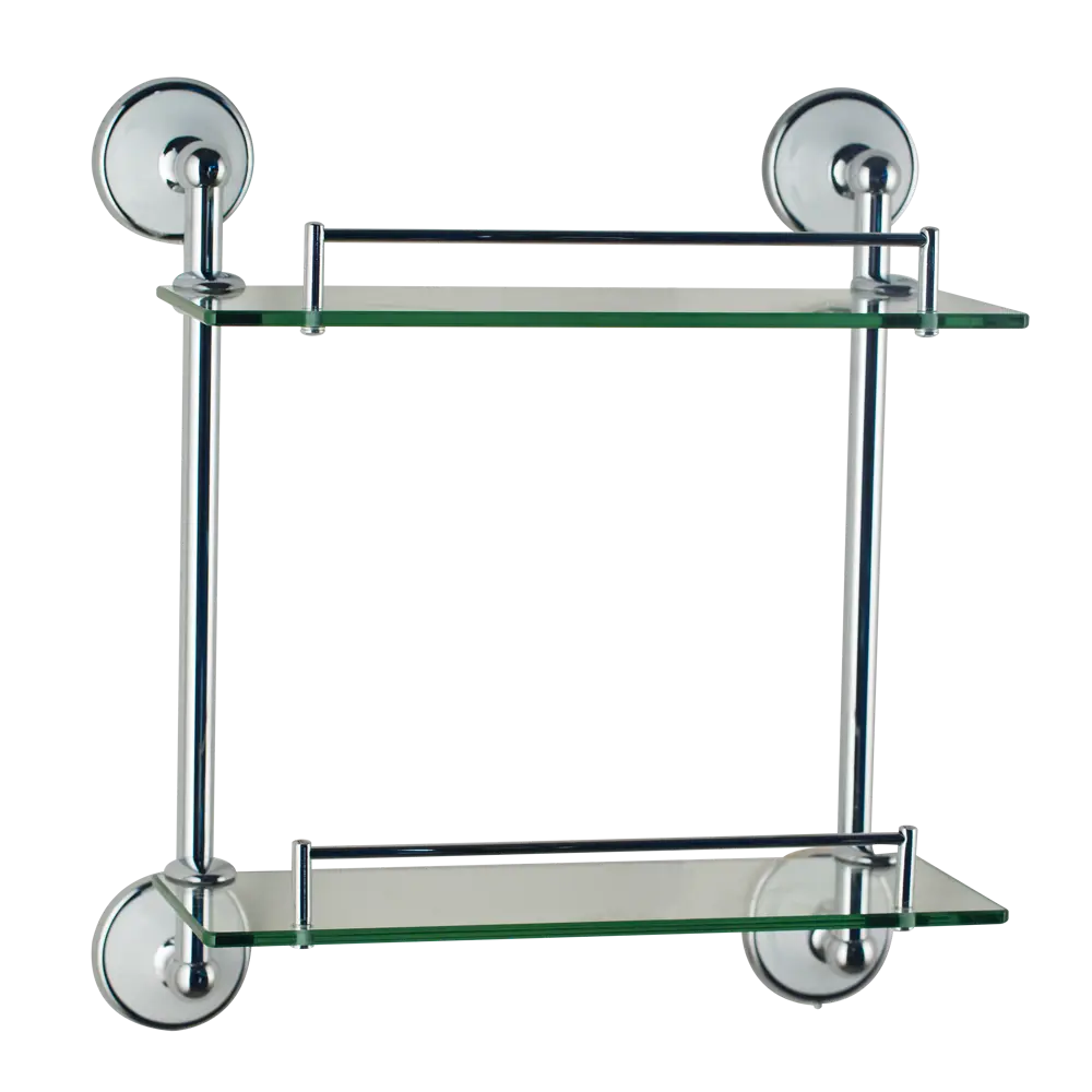 Полка для ванной Brissen Aster двухъярусная прямая цвет хром белый B2207-2 STLM-2206650 - Вид №1