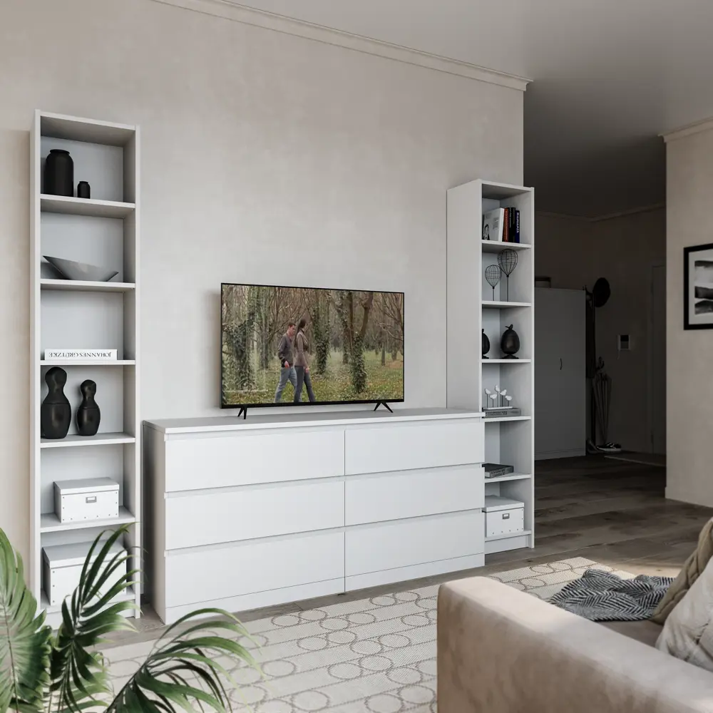 91053839 Комод Шведский Стандарт Варма 160.30x77.50x40 см 6 ящика Лак матовый, цвет белый STLM-0459535