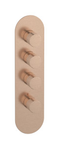 External part of thermostatic 3 ways, round plate, vertical, Vinile handle WE ARE IB eua312srnvn Brushed Rose Gold Aqua