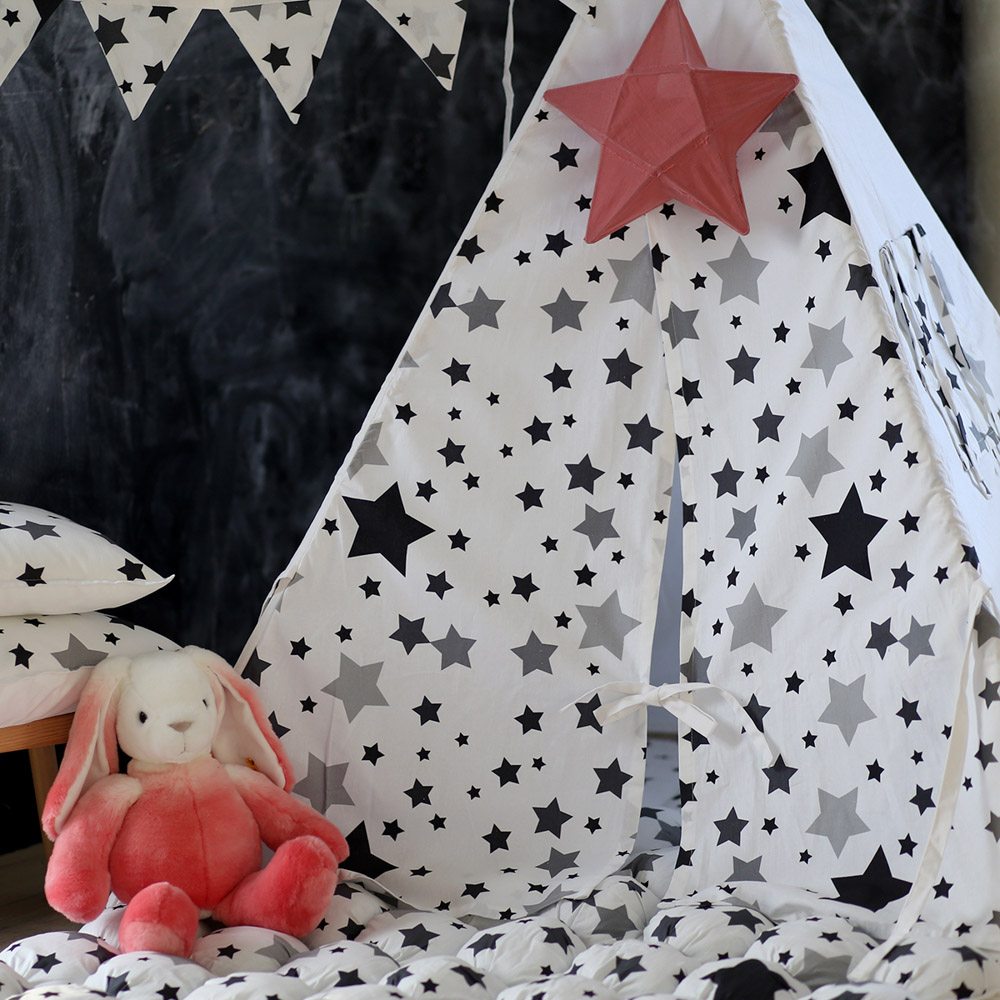 Вигвам Black Stars с окном,карманом и флажками VAMVIGVAM BLACK STARS 281904 Белый;черный Santreyd  - Вид №9