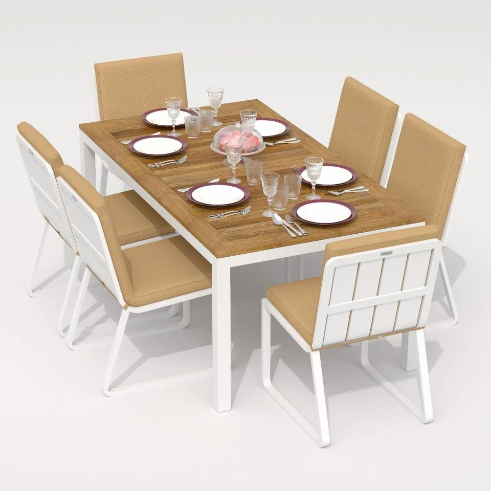 91041822 Садовая мебель для отдыха алюминий белый : стол, 6 стульев TELLA_GIRA 180 beige STLM-0454815 IDEAL PATIO OUTDOOR STYLE