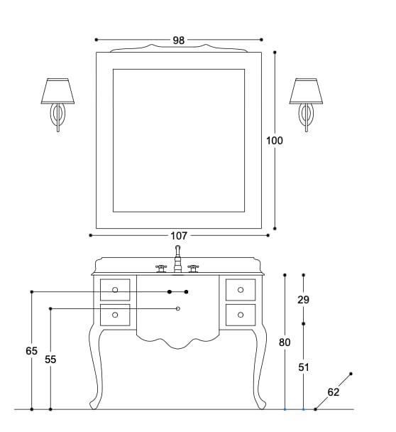 Напольный умывальник с ящиками Gaia Mobili Classic ARCH-00138853 - Вид №1