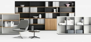 Sinetica Высокий открытый лакированный деревянный стеллаж для офиса Executive cabinets
