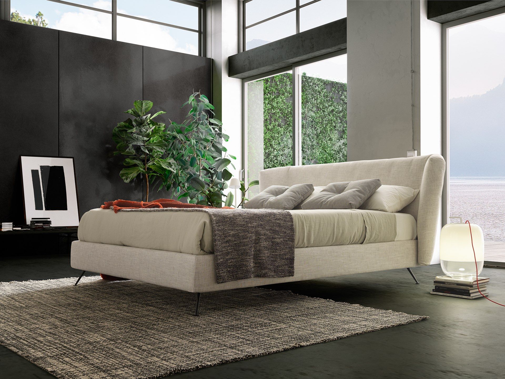 Двуспальная кровать с тканевой подкладкой VALENTINI ARCH-00021947 - Вид №3