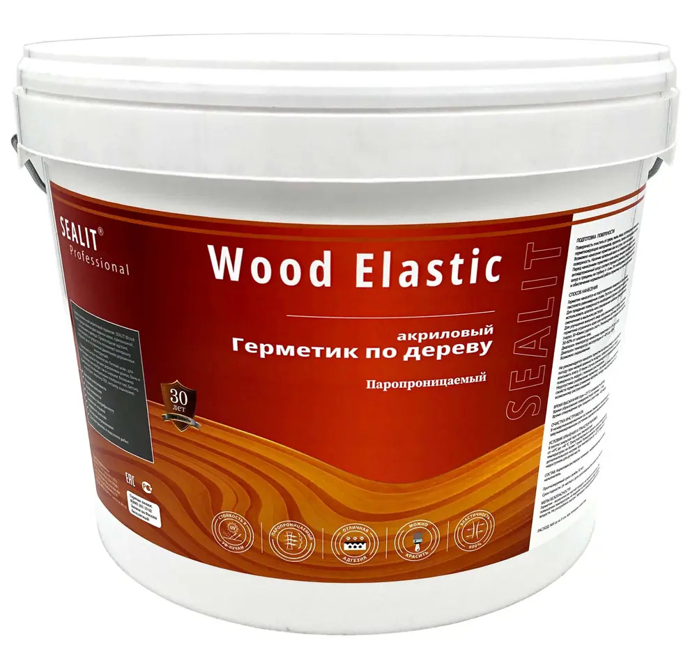 91534444 Герметик акриловый Sealit Wood Elastic для дерева медовый 10 л STLM-0856936