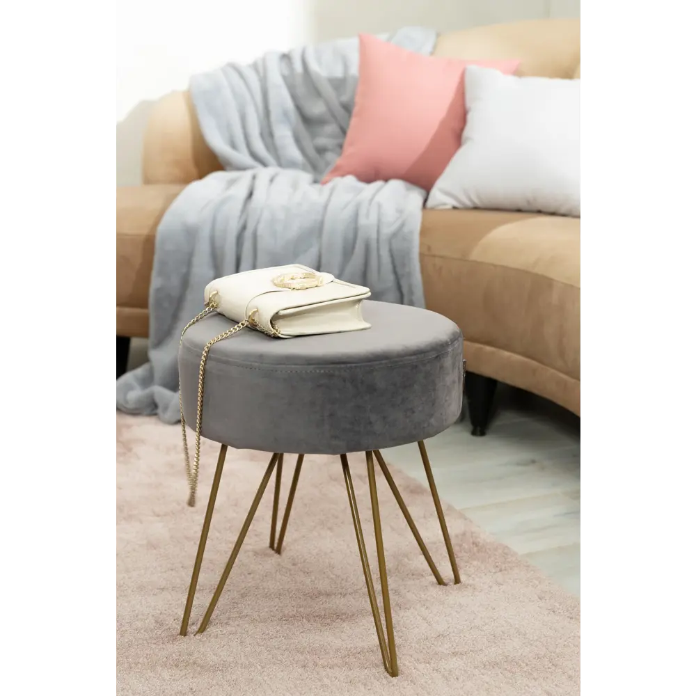 Табурет с мягкой обивкой, круглый, 35 см, цвет серый Atmosphera STLM-2024279 - Вид №2