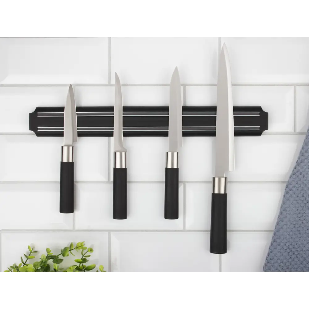 89393077 Держатель для ножей магнитный 38x4.8x1.5 см пластик цвет черный STLM-1529565 Santreyd  - Вид №4