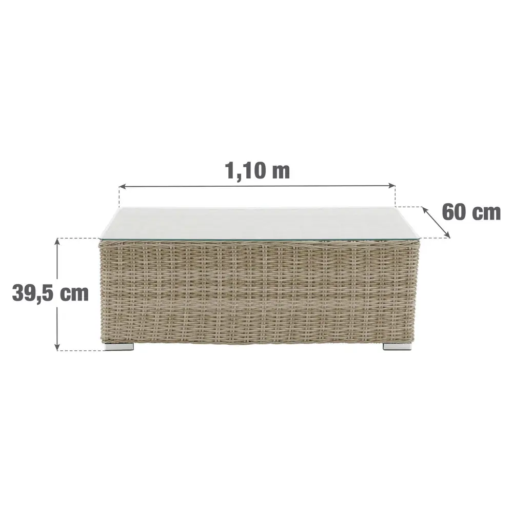 Стол садовый кофейный Alu 110x39.5 см, алюминий/полиротанг, цвет бежевый NATERIAL STLM-2023869 - Вид №7