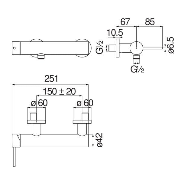 Однорычажный смеситель для душа с 2 отверстиями Nobili Velis ARCH-00064805 - Вид №6