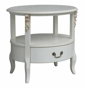 Кофейный столик овальный белый с патиной 56 см White Rose MARIA&STEFANIA WHITE ROSE 00-3966722 Белый
