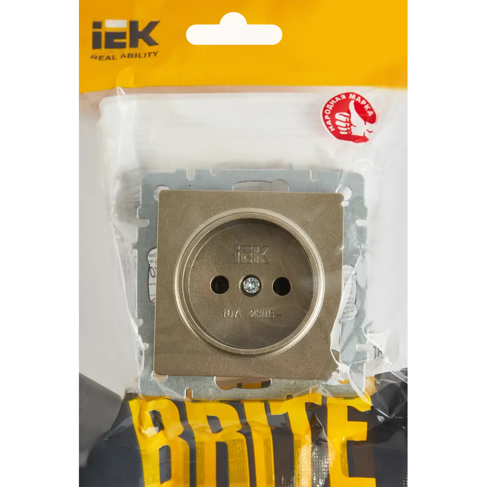 Розетка встраиваемая IEK Brite РС10-1-0-БрШ без заземления цвет шампань STLM-2029272 - Вид №4