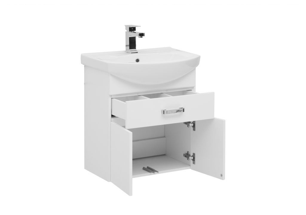 Тумба с раковиной Aquanet Ирис 60 белый (1 ящик, 2 дверцы) 0019838100182641 - Вид №1
