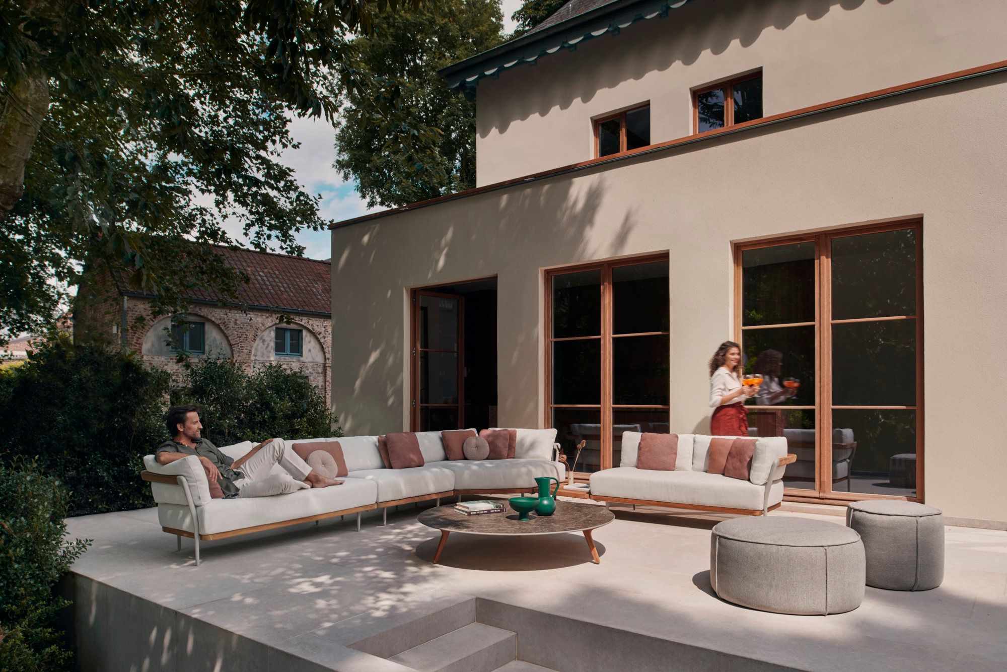 Тканевый угловой модульный садовый диван MANUTTI Flows ARCH-00011283 - Вид №1