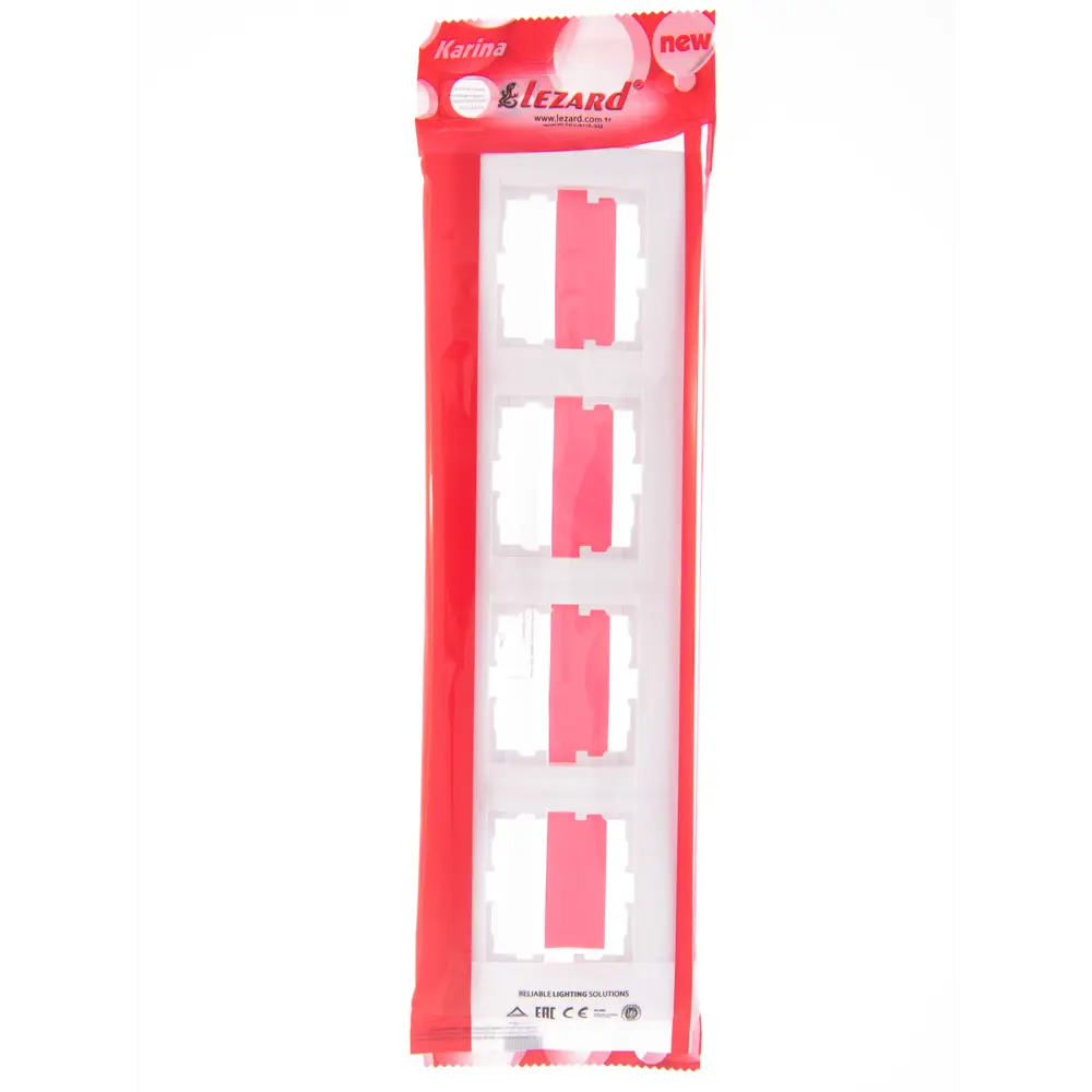 Рамка для розеток и выключателей Lezard Karina 4 поста горизонтальная цвет белый STLM-2160918 - Вид №3