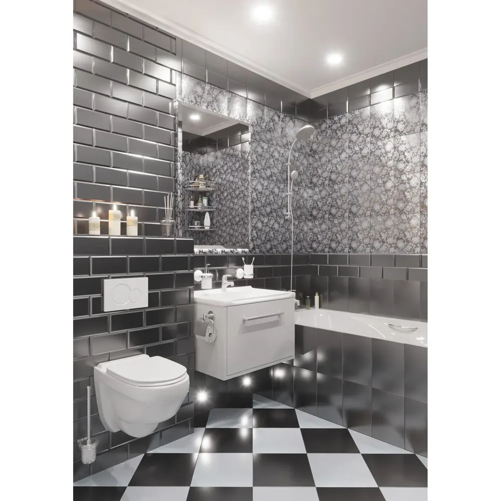 Декор «Аджанта цветы» 20х30 см цвет чёрный Kerama Marazzi STLM-2063343 - Вид №6