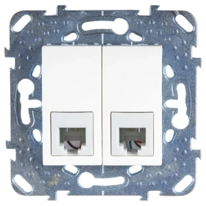 Телефонная розетка двойная встраиваемая Schneider Electric Unica RJ11, цвет бежевый 10157036 STLM-2147119