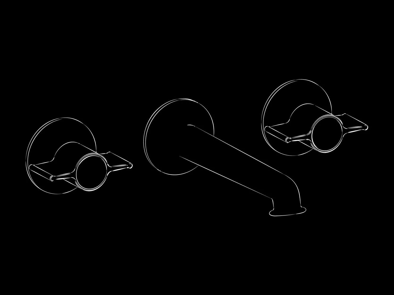 Настенный смеситель для раковины с 3 отверстиями с отдельными розетками Fantini Rubinetti Flora ARCH-00022607 - Вид №1