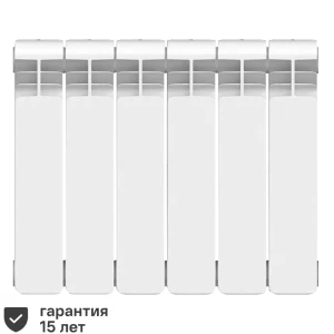 Радиатор Equation 350/90 биметалл 6 секций боковое подключение цвет белый