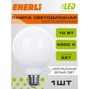 Лампа филаментная Enerli R760107 E27 220-240 В 10 Вт шар большой матовый 900 Лм