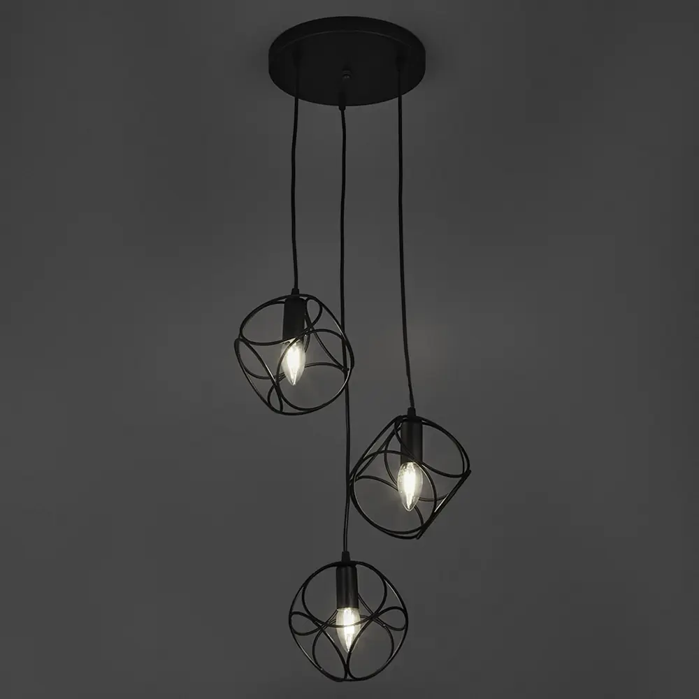 Люстра подвесная Vitaluce Патрисия 3 лампы 9м² Е14 цвет черный матовый STLM-2011220 - Вид №1