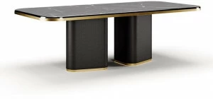 SM Living Couture Прямоугольный стол из мрамора sahara noir с кожаными подставками Couture Tvo_01