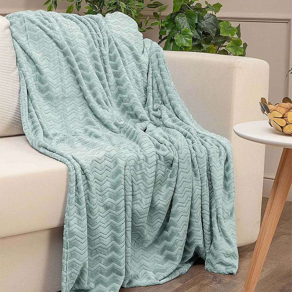 Плед Зигзаг 200x220 см фланель цвет ментол TEXREPUBLIC STLM-2143925 - Вид №5