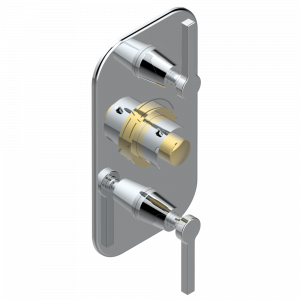 G58-5400BE Накладка с ручкой регулировки температуры и двумя маховиками для термостатического смесителя 5400AE Thg-paris Spirit с рукоятками Хром/золото
