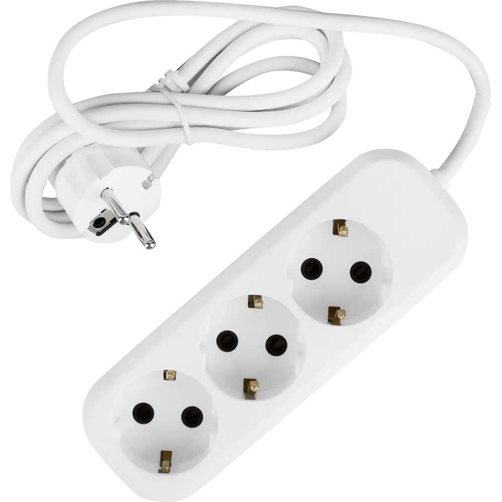 Удлинитель с заземлением для маломощной техники 3 розетки 1.5 м цвет белый Santreyd STLM-2154385