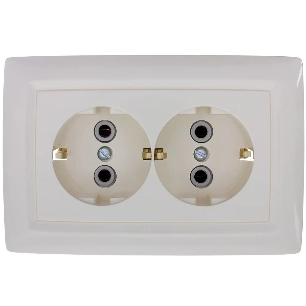 Розетка Reone 2 разъема с заземлением цвет слоновая кость STLM-2145527 - Вид №1