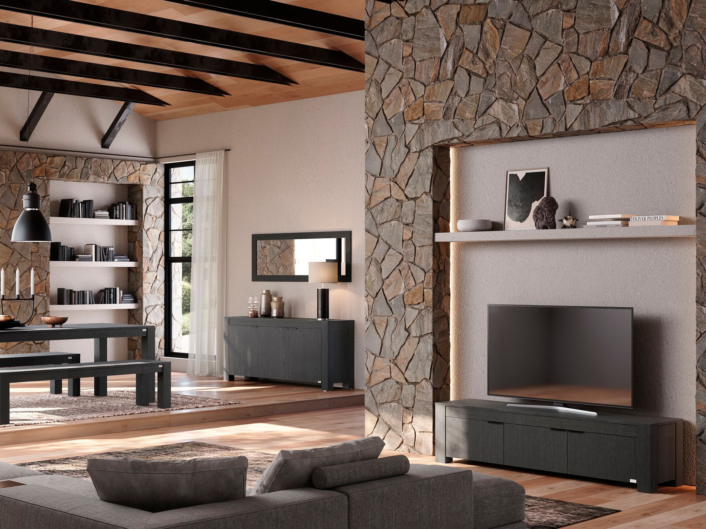 ТВ-шкаф из черного ясеня с распашными дверцами Mobili Fiver Rachele ARCH-00124587 - Вид №3