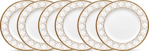 10665465 Noritake Набор из 6 тарелок десертных Noritake "Трефолио,золотой кант" 16,5см Фарфор костяной