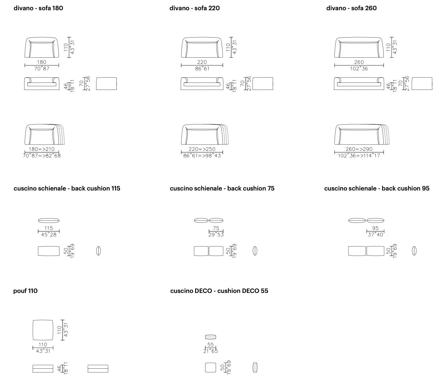 Съемный диван из ткани Meridiani Роджер ARCH-00088163 - Вид №10