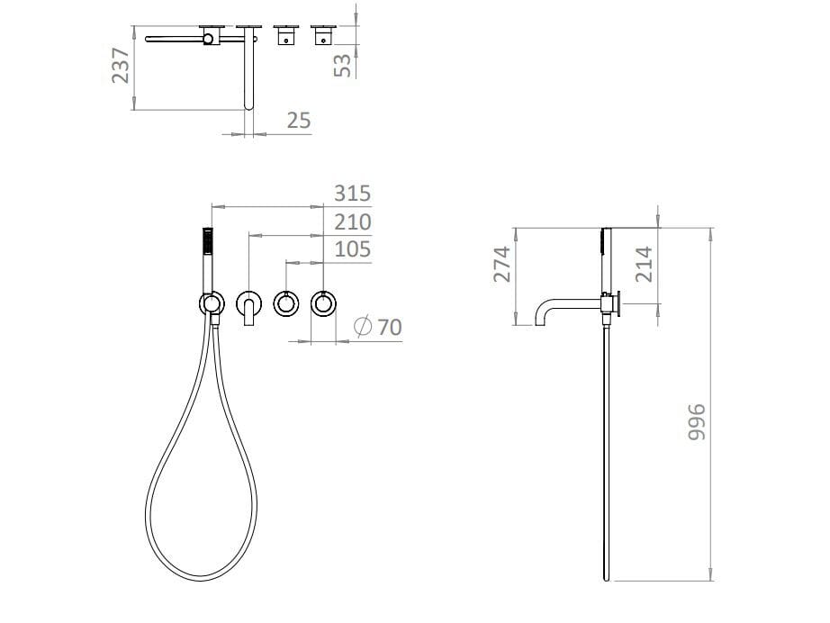 Термостатический смеситель для душа с ручным душем CROSSWATER MPRO ARCH-00027210 - Вид №2