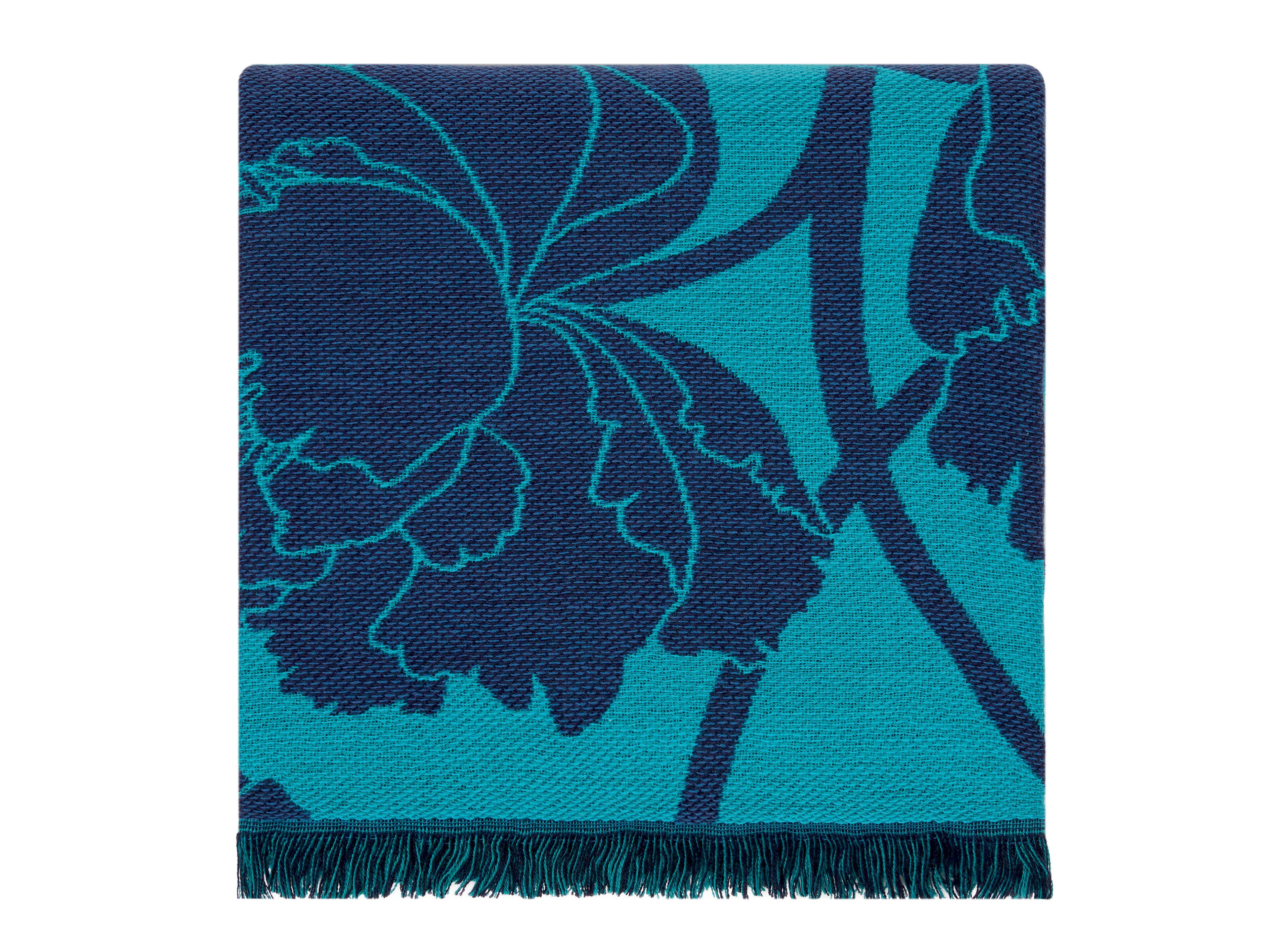 Жаккардовый плед с цветочными узорами K-3 Shogun Blue ARCH-00104440 - Вид №2